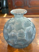 René Lalique "Ormeaux" Vase No. 984 Grey Blue Patinated Glass c1926