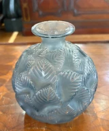 René Lalique "Ormeaux" Vase No. 984 Grey Blue Patinated Glass c1926