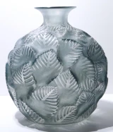 René Lalique "Ormeaux" Vase No. 984 Grey Blue Patinated Glass c1926