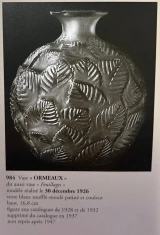 René Lalique "Ormeaux" Vase No. 984 Grey Blue Patinated Glass c1926