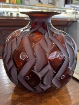 René Lalique Penthievre Rare Red Amber 26cm Vase Ref No. 1011 Designed 1928