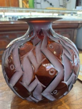 René Lalique Penthievre Rare Red Amber 26cm Vase Ref No. 1011 Designed 1928