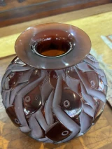 René Lalique Penthievre Rare Red Amber 26cm Vase Ref No. 1011 Designed 1928