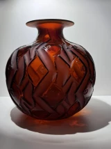 René Lalique Penthievre Rare Red Amber 26cm Vase Ref No. 1011 Designed 1928