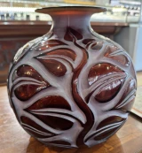 René Lalique Sophora Rare Red Amber 26cm Vase Ref No. 977 Designed 1926