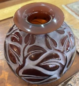 René Lalique Sophora Rare Red Amber 26cm Vase Ref No. 977 Designed 1926