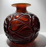 René Lalique Sophora Rare Red Amber 26cm Vase Ref No. 977 Designed 1926