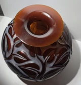 René Lalique Sophora Rare Red Amber 26cm Vase Ref No. 977 Designed 1926