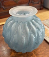 René Lalique Marisa Blue Opalescent 23cm Vase Ref No. 1002 Designed 1927