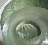René Lalique “Milan” Vase No. 1025 Circa 1929 Green Stained Frosted Glass 28.5cm