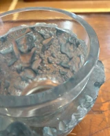 René Lalique "Bacchus" Vase No. 997 Blue Patinated Glass c1938