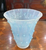 René Lalique "Bellis" Vase No. 1097 Opalescent Blue Glass c.1926