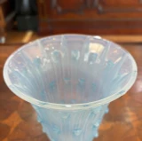 René Lalique "Bellis" Vase No. 1097 Opalescent Blue Glass c.1926