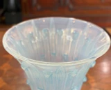 René Lalique "Bellis" Vase No. 1097 Opalescent Blue Glass c.1926