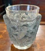 René Lalique "Bacchus" Vase No. 997 Blue Patinated Glass c1938
