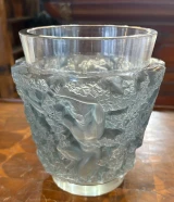 René Lalique "Bacchus" Vase No. 997 Blue Patinated Glass c1938