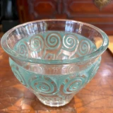 René Lalique "Rennes" Vase No. 10875 Clear & Soft Green Frosted Glass c1933