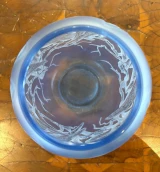 René Lalique "Pigeons" Vase No. 939 Blue Patinated Glass c.1924