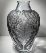 René Lalique Lezards et Bleuet Blue Patina Vase No. 879 Designed 1913 33.5cm