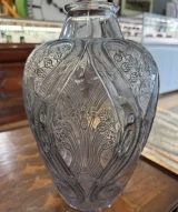 René Lalique Lezards et Bleuet Blue Patina Vase No. 879 Designed 1913 33.5cm