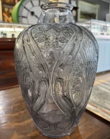 René Lalique Lezards et Bleuet Blue Patina Vase No. 879 Designed 1913 33.5cm