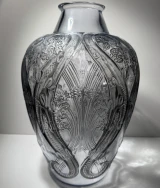 René Lalique Lezards et Bleuet Blue Patina Vase No. 879 Designed 1913 33.5cm