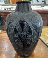 René Lalique Black Lezards et Bleuet Vase No. 879 Designed 1913 Glass 33.7cm