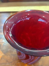 René Lalique "Méduse" Vase No. 950 Red Crystal Glass 17.5cm Signed France