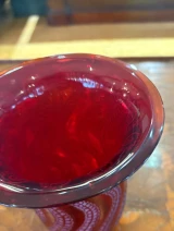 René Lalique "Méduse" Vase No. 950 Red Crystal Glass 17.5cm Signed France