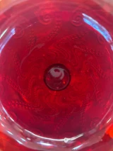René Lalique "Méduse" Vase No. 950 Red Crystal Glass 17.5cm Signed France