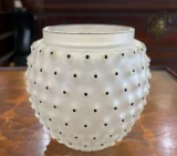 René Lalique "Cactus" Vase No. 1089 Frosted Glass with Black Enamel c1933