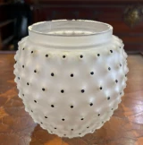 René Lalique "Cactus" Vase No. 1089 Frosted Glass with Black Enamel c1933