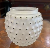 René Lalique "Cactus" Vase No. 1089 Frosted Glass with Black Enamel c1933