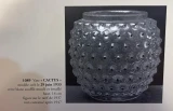 René Lalique "Cactus" Vase No. 1089 Frosted Glass with Black Enamel c1933
