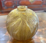 René Lalique "Palmes" Vase No. 952 Amber Sepia Patinated Glass c.1923 Signed
