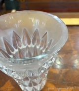 René Lalique Feuilles Vase No. 10-880 Frosted Clear Glass c1934 Signed France