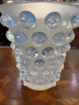 René Lalique Bammako Pearlescent Vase No.10-882 w/ Frosted Glass c1934 Signed