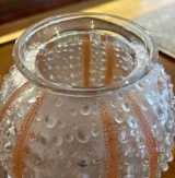 René Lalique Oursin Vase No. 10-888 Orange Opalescent Glass c1935 Signed
