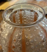 René Lalique Oursin Vase No. 10-888 Orange Opalescent Glass c1935 Signed