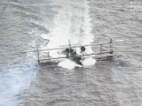 RARE WW1 1918 RAF Official Photograph. Bi-Plane Crashing / Landing in The Sea