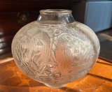 René Lalique Aras Vase No.919 Clear Grey Patina c1924 Signed R. Lalique France