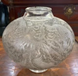 René Lalique Aras Vase No.919 Clear Grey Patina c1924 Signed R. Lalique France