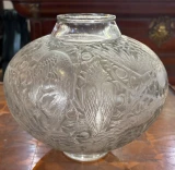 René Lalique Aras Vase No.919 Clear Grey Patina c1924 Signed R. Lalique France
