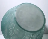 René Lalique Plumes Vase No.944 Blue Patina Frosted Glass c1920 Signed France