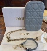 Christian Dior Lady Dior Call’in Dior Phone Holder Cloud Blue Cannage Lambskin