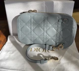 Christian Dior Lady Dior Call’in Dior Phone Holder Cloud Blue Cannage Lambskin
