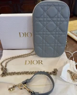 Christian Dior Lady Dior Call’in Dior Phone Holder Cloud Blue Cannage Lambskin