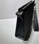 Auth Gucci GG Supreme Black Canvas Zip Wristlet Clutch Pouch 784959 Full Set