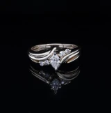 Vintage 14k Gold Marquise & Briliant Cut 0.42cttw Diamond Ring SZ O Val $3950