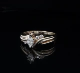 Vintage 14k Gold Marquise & Briliant Cut 0.42cttw Diamond Ring SZ O Val $3950